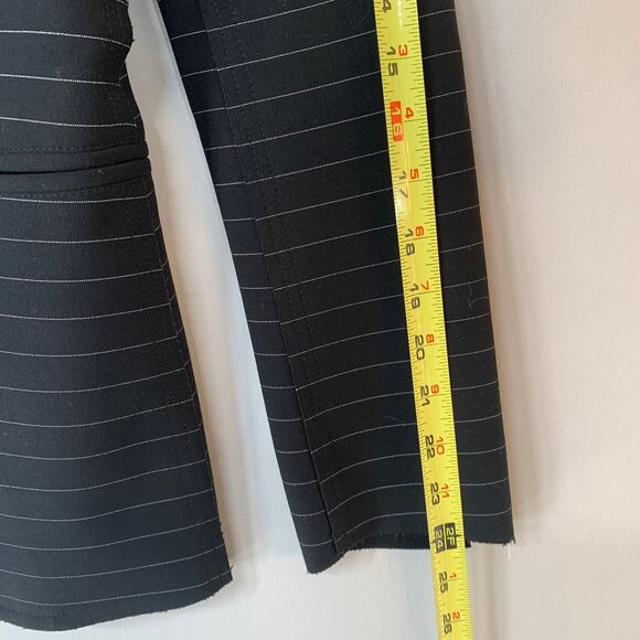 Norma Kamali Pinstripe Blazer Women $ Black Stretch Tailored Workwear Jacket - Picture 6 of 13